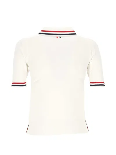 Thom Browne Striped Polo Shirt In White