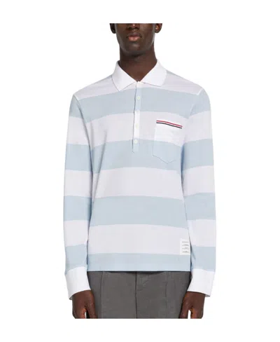 THOM BROWNE THOM BROWNE STRIPED LONG-SLEEVED POLO SHIRT