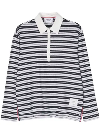 Thom Browne Striped Polo. Clothing In Blue