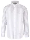 Thom Browne White Striped Shirt In Grey