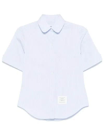 Thom Browne Striped Poplin Shirt In Blue