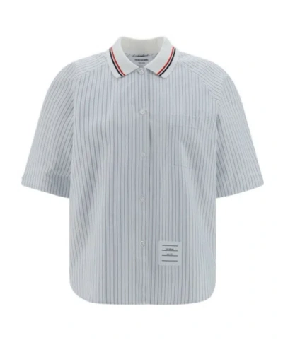 Thom Browne Striped Poplin Shirt In Multi