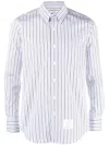 Thom Browne Straight Fit Shirt In University Stripe Oxford In Multi