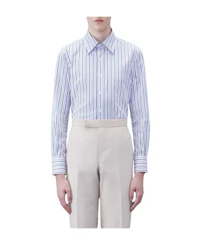 Thom Browne Striped Poplin Shirt In White