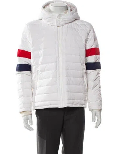 Pre-owned Thom Browne Striped Puffer Coat In White