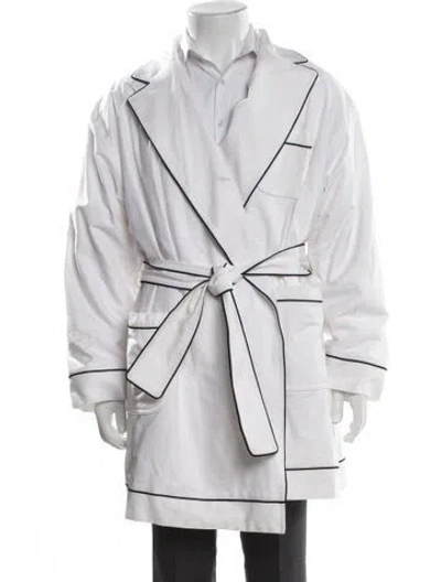 Pre-owned Thom Browne Striped Robe In White