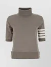 Thom Browne Striped Roll Neck Wool Knit In Brown