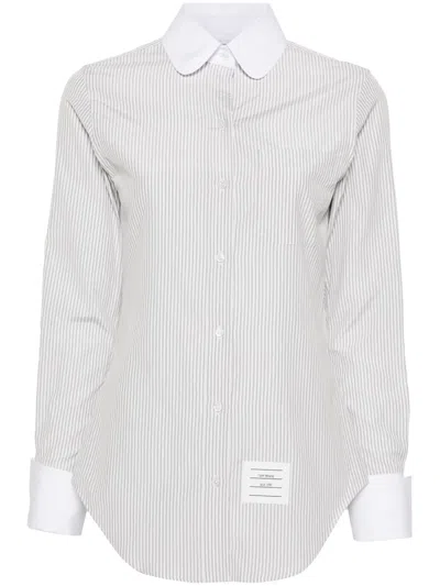 Thom Browne Striped Silk And Cotton-blend Shirt In Blue
