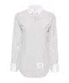 Thom Browne Striped Rounded-collar Shirt In White