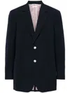 Thom Browne Striped Seersucker Blazer In Blue