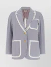 Thom Browne Striped Seersucker Blazer Featuring Patch Pockets