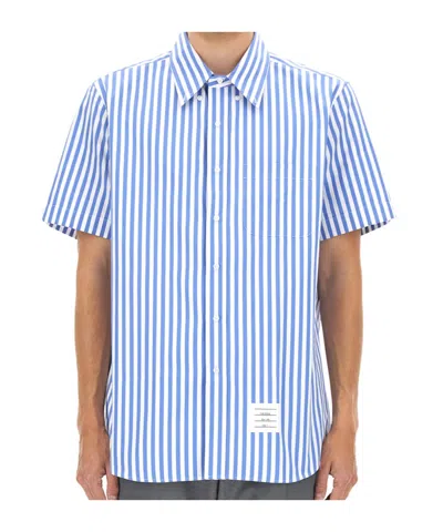 THOM BROWNE THOM BROWNE STRIPED LOGO PATCH SHIRT