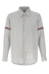 Thom Browne Grey Vertical-stripe Long-sleeve Shirt In Gray