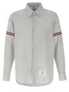 Thom Browne Grey Vertical-stripe Long-sleeve Shirt In Gray