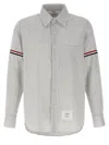 Thom Browne Grey Vertical-stripe Long-sleeve Shirt In Gray