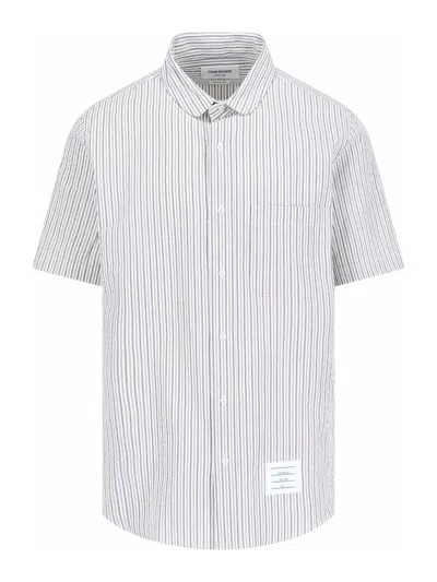 Thom Browne Striped Shirt In Silver