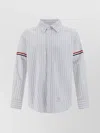 THOM BROWNE STRIPED SHIRT WITH ADJUSTABLE CUFFS