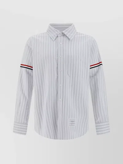 Thom Browne Striped Shirt With Adjustable Cuffs In Blue