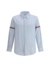 Thom Browne White/blue Striped Button-down Shirt In Clear Blue