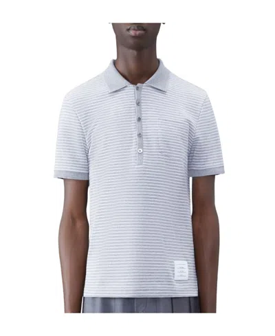 Thom Browne Striped Short-sleeve Polo Shirt In White