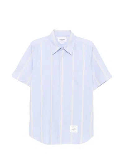 Thom Browne Striped Short-sleeve Shirt In Blue