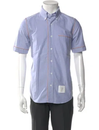 Pre-owned Thom Browne Striped Short Sleeve Shirt In Blue