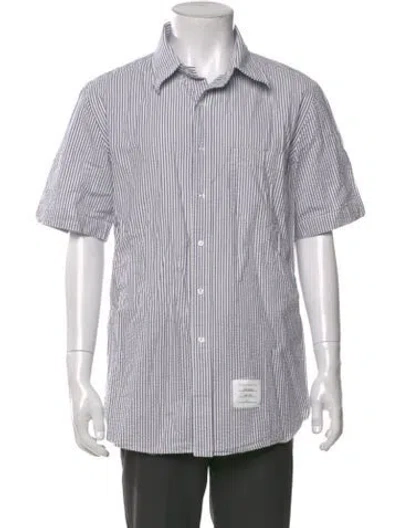Pre-owned Thom Browne Striped Short Sleeve Shirt In Blue