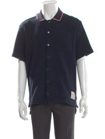 Pre-owned Thom Browne Striped Short Sleeve Shirt In Blue