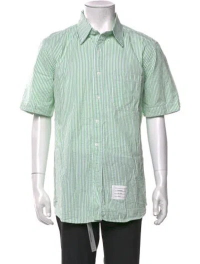 Pre-owned Thom Browne Striped Short Sleeve Shirt In Green