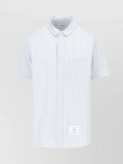 Thom Browne Striped Short Sleeve Shirt With Chest Pocket In White