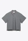 Thom Browne Striped Short-sleeved Shirt In Gray