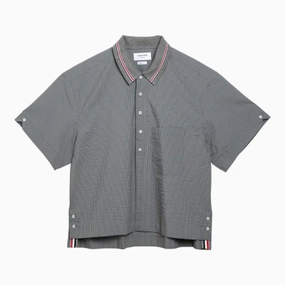 Thom Browne Striped Short-sleeved Shirt In Gray