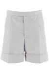 THOM BROWNE STRIPED SHORTS WITH TRICOLOR DETAILS
