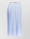 Thom Browne Awning Striped Poplin Funmix Pleated Skirt In Blue