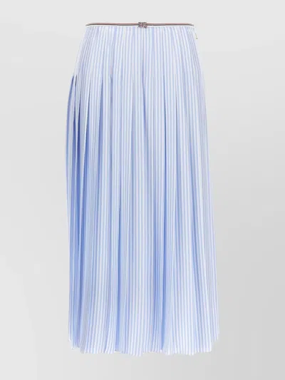 Thom Browne Striped Silk Pleated High-waisted Mid-length Skirt In Blue