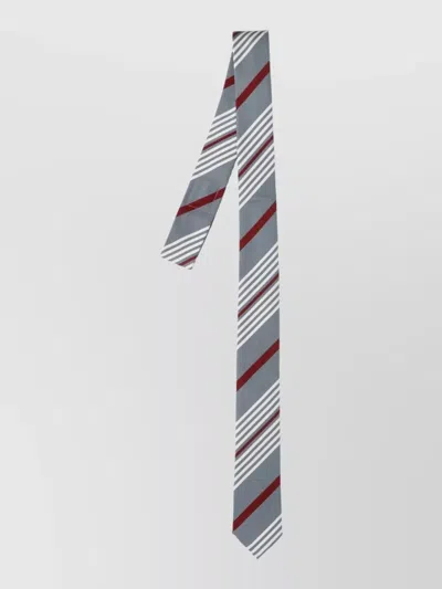 Thom Browne Striped Silk Tie Multicolor Diagonal Pattern In Gray