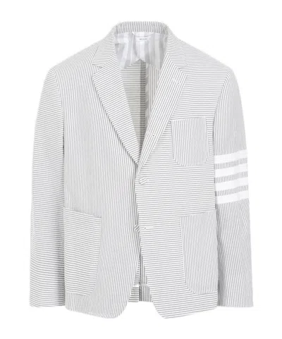 THOM BROWNE THOM BROWNE SINGLE-BREASTED STRIPED TAILORED BLAZER