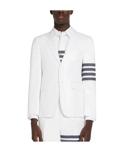 Thom Browne Striped Single-breasted Blazer In White