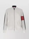 Thom Browne Striped Sleeve Detail Sweatshirt With Contrast Panels In Grey