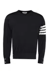 Thom Browne Striped Sleeve Wool Pullover In Black