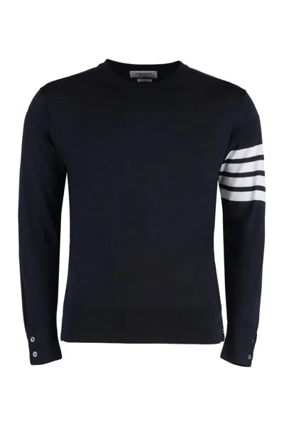 THOM BROWNE THOM BROWNE STRIPED SLEEVE WOOL PULLOVER