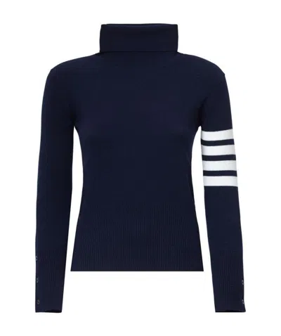 THOM BROWNE STRIPED TURTLENECK SWEATER