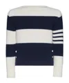 Thom Browne Rugby Stripe Jersey Stitch Boat Neck Pullover In Black