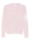 Thom Browne Striped Sweater With Pockets In Pink