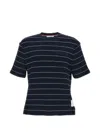 Thom Browne Dark Blue Striped T-shirt In Black