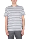 Thom Browne Short Sleeve Striped T-shirt In Grey