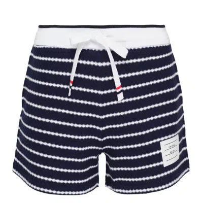 Thom Browne Striped Textured Honeycomb Shorts In Animal Print
