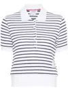 Thom Browne Striped Textured-knit Polo Shirt In White