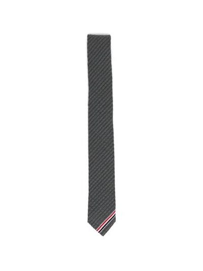 Thom Browne Striped Tie In Gray