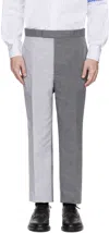 Thom Browne Gray University Stripe Linen Cotton Trousers In Gray